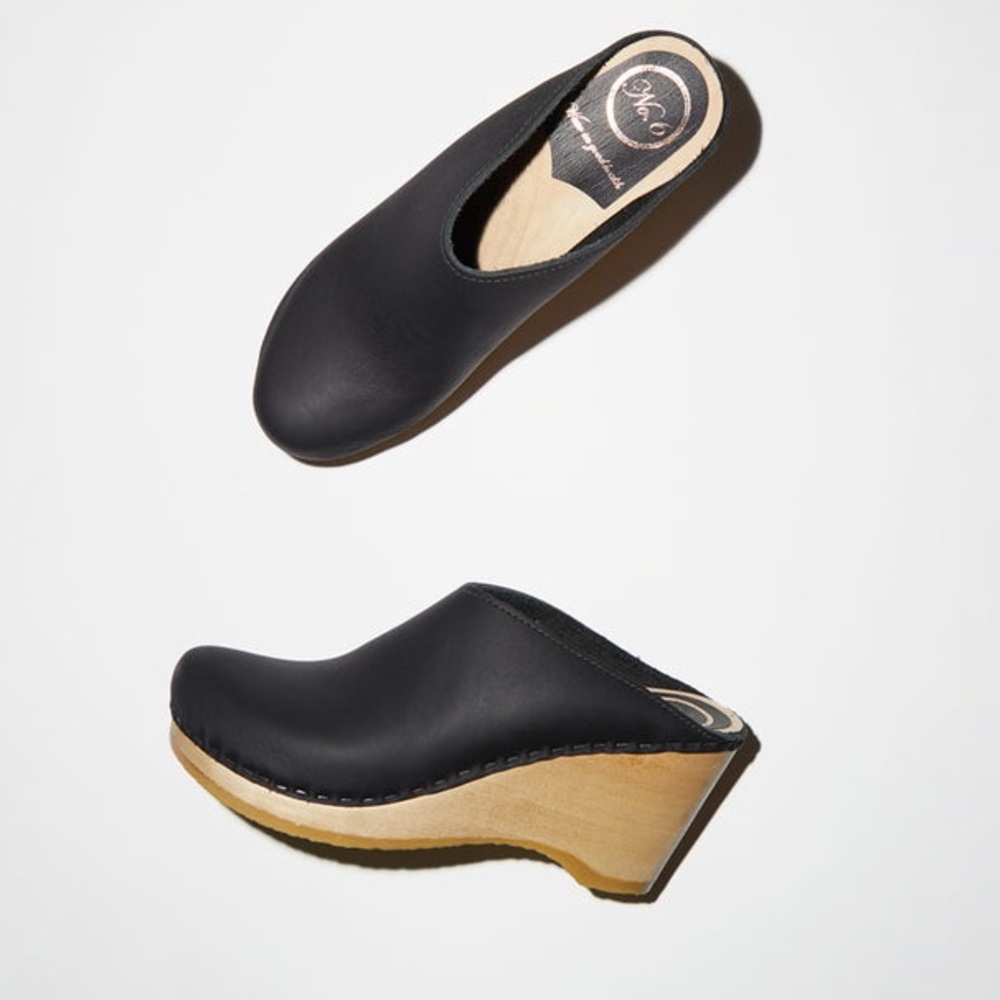 No. 6 New School Clog on wedge in black